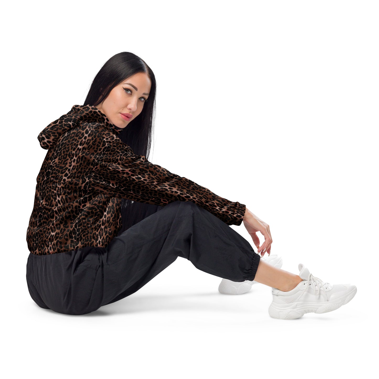 OG Leopard Women’s Cropped Windbreaker Jacket | Pinup Couture Relaxed