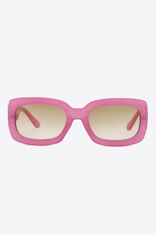 Blocks and Boundaries Polycarbonate Rectangle Sunglasses in Pink and Black