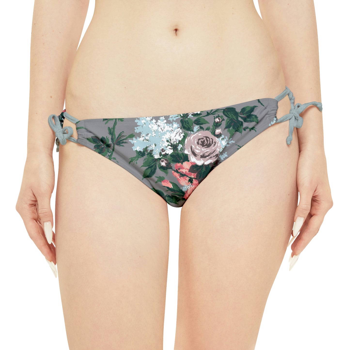Antoinette Grey Bella Roses Strappy Bikini Set  | Pinup Couture Swim