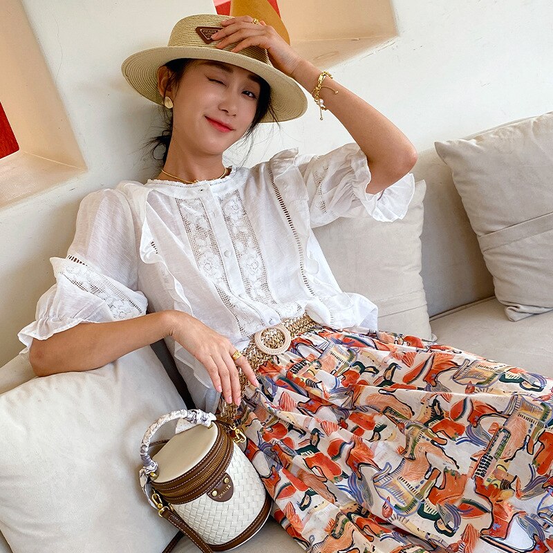 Ammonite Ruffled Lace Button-up Blouse | Boho Inspired