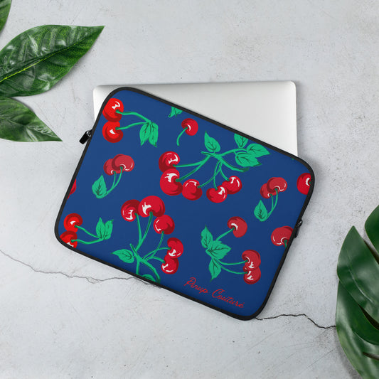 Lindy Cherry Girl Dark Blue Laptop Computer Sleeve Case | Pinup Couture Relaxed