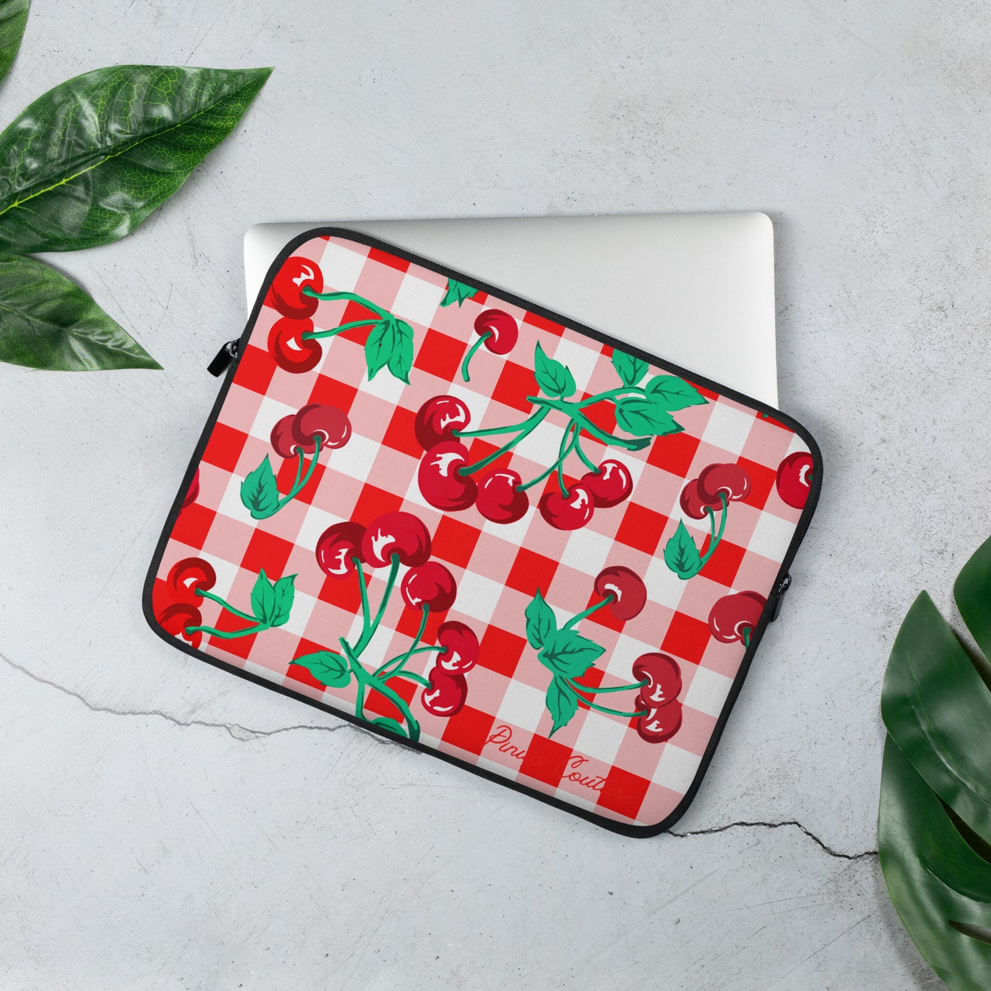 Lindy Red Gingham Vintage Cherry Print Laptop Sleeve | 2 Sizes | Pinup Couture Relaxed