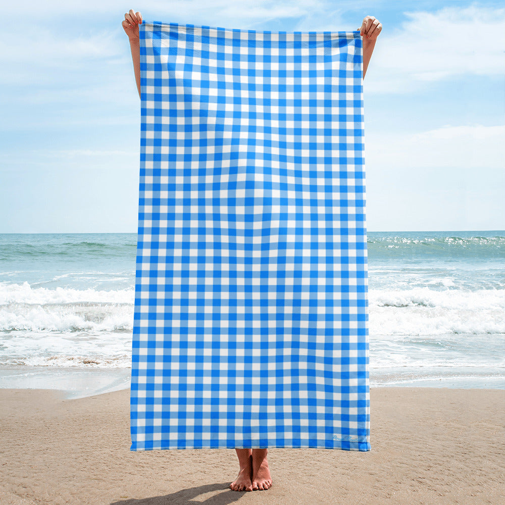 Arden Beyond Blue Gingham Beach & Bath Towel | Pinup Couture Home