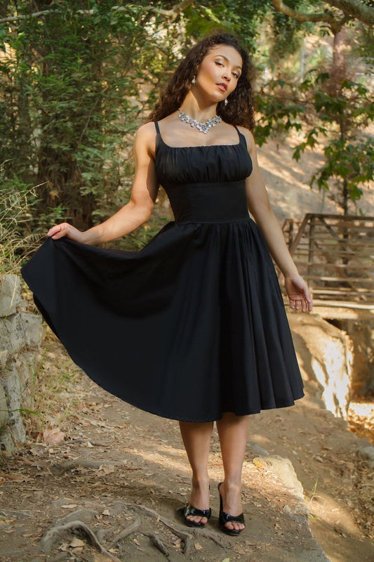 OYS - XL - 2X - Final Sale - Holly Dress in Black Cotton Sateen | Pinup Couture