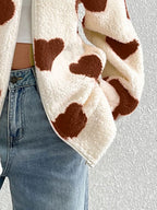 Aria Heart Zip Up Drop Shoulder Furry Jacket | 3 Colors