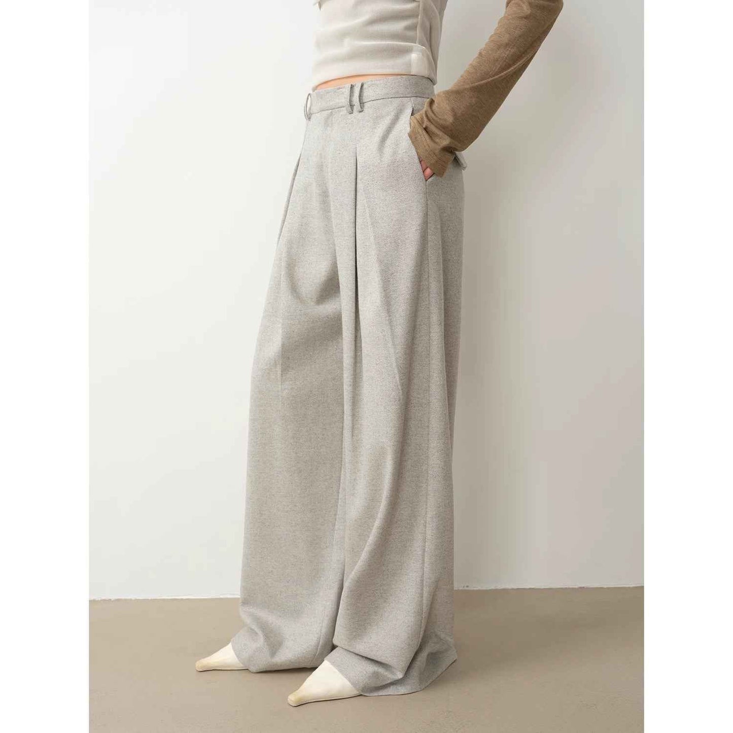 City Stroll Wool-Blend Wide-Leg Trousers | 4 Colors | Fireladyfur