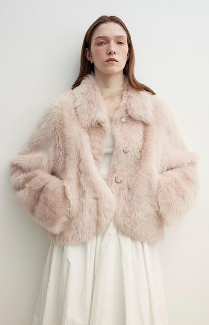 Autumn Secret Faux Fur Cropped Jacket in Ballet Pink | Fireladyfur