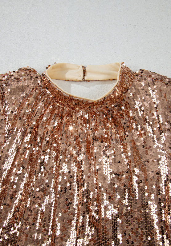 Harper Backless Sequin Mock Neck Long Sleeve Mini Dress
