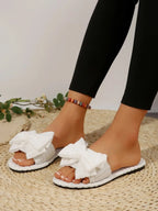 Leyla bow-knot open-toe slide sandals by Pinup Girl Clothing