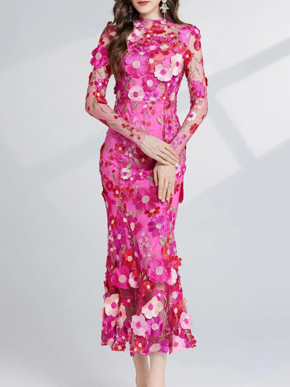 The Enchanted Flower embroidered mesh maxi dress by Pinup Girl Clothing, sizes XS to 4X.