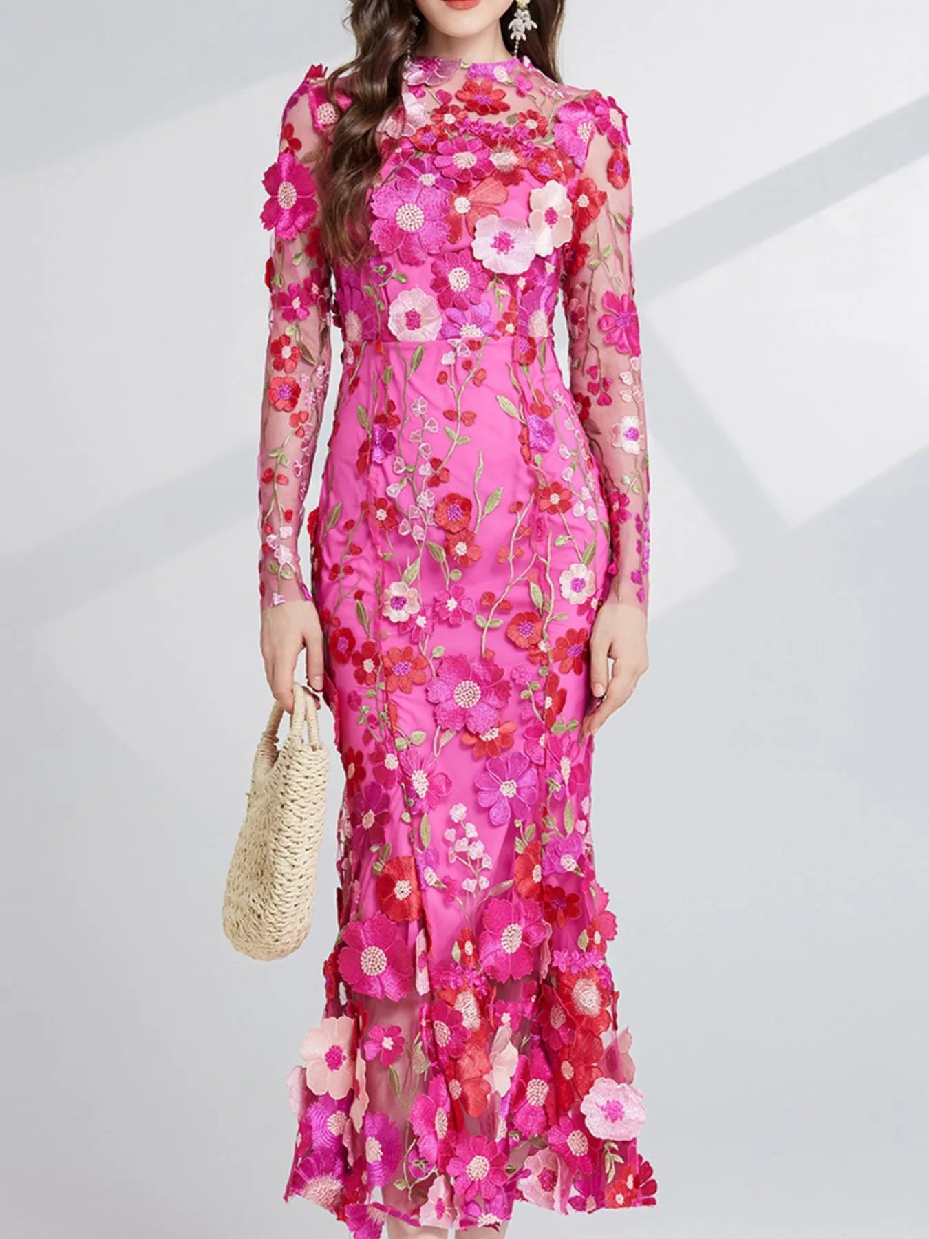 The Enchanted Flower embroidered mesh maxi dress by Pinup Girl Clothing, sizes XS to 4X.