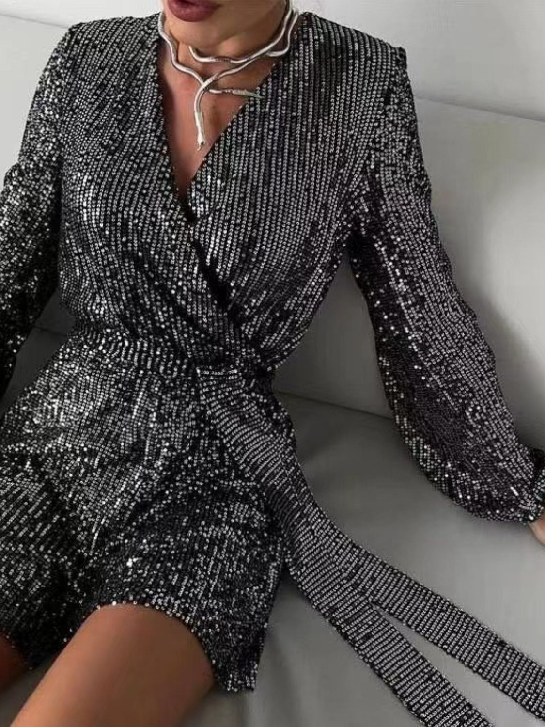 Spark Tie Waist Long Sleeve Romper | 7 Colors