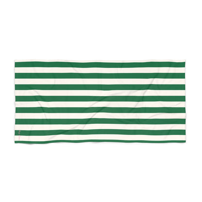 Arden Green and White Mark Stripe Beach Towel | Pinup Couture