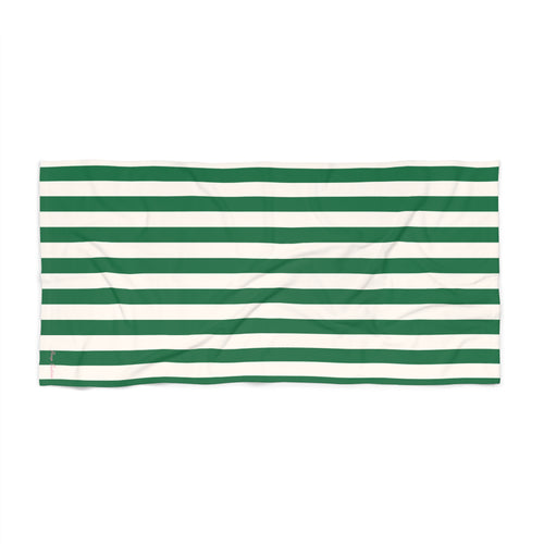 Arden Green and White Mark Stripe Beach Towel