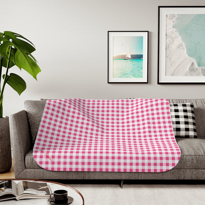 Ultra Fuzz Pink Gingham Sherpa Blanket — Reversible Two‑Tone Cozy Throw | Pinup Couture