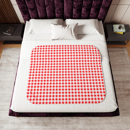 Ultra Fuzz Red Gingham Sherpa Blanket — Reversible Two‑Tone Cozy Throw | Pinup Couture
