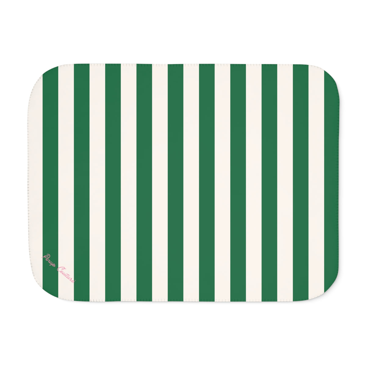 Ultra Fuzz Green and White Mark Stripe Print Sherpa Blanket ��� Reversible Two���Tone Cozy Throw