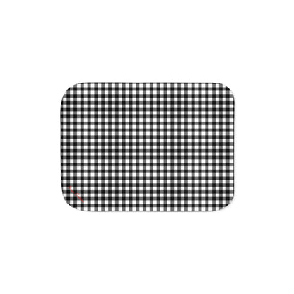 Ultra Fuzz Black Gingham Sherpa Blanket — Reversible Two‑Tone Cozy Throw | Pinup Couture