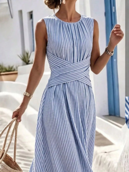 Loretta Striped Maxi Dress in Blue by Pinup Girl Clothing