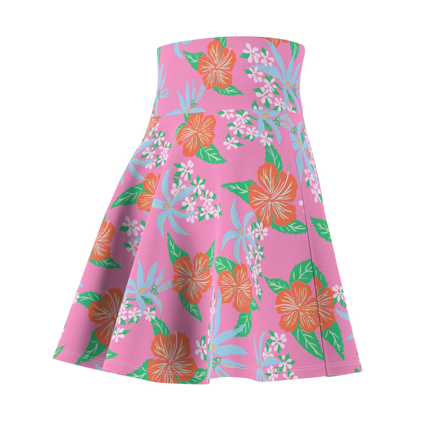 Louisa Pink Tropical Hibiscus Skater Skirt Swim Coverup