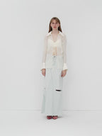 Hazy Moonlight Silk Chiffon Tie-Front Blouse | 2 Colors