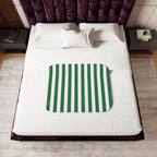 Ultra Fuzz Green and White Mark Stripe Print Sherpa Blanket ��� Reversible Two���Tone Cozy Throw