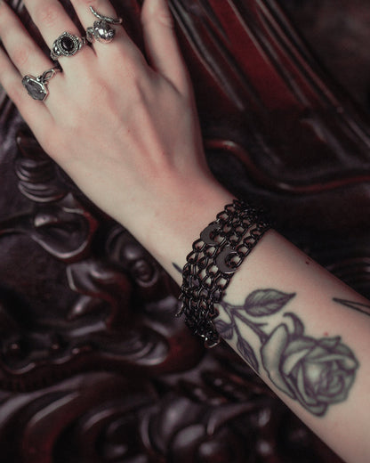 Winter Moon black crescent chain bracelet by The Pretty Cult