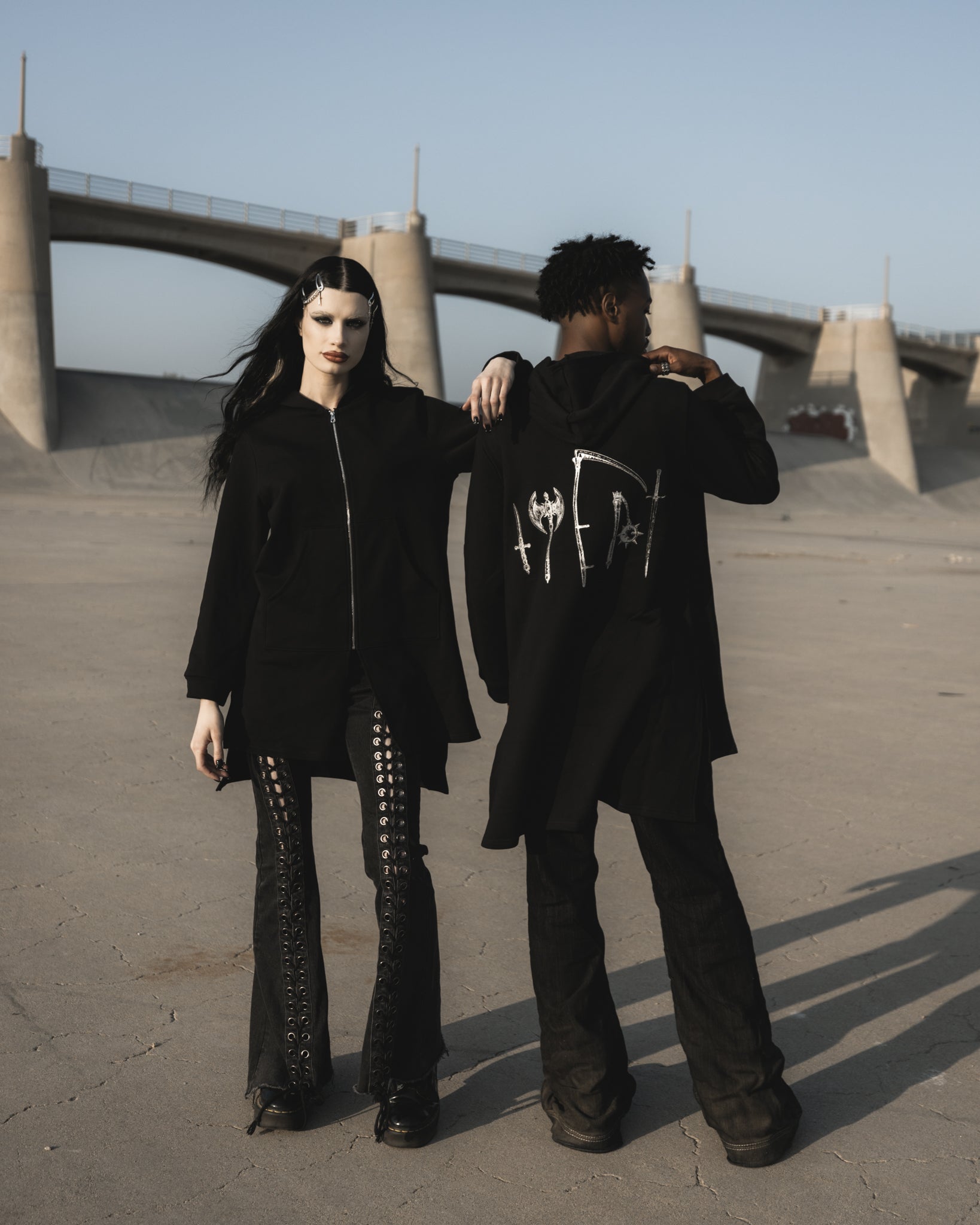 Van Helsing longline zip hoodie in black by The Pretty Cult