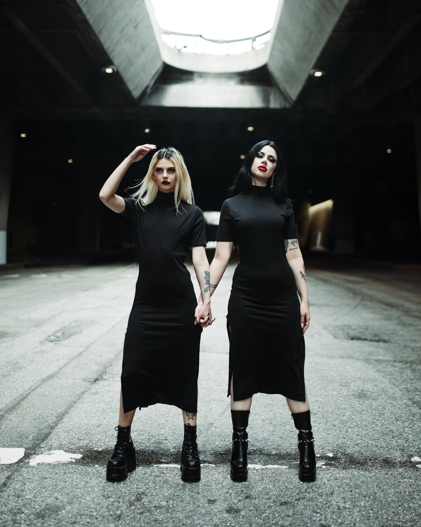Side slit on the black Seer midi dress
