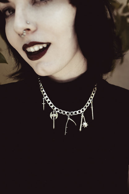 Van Helsing silver charm choker necklace by The Pretty Cult