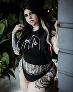 Van Helsing cropped tank in black, front view