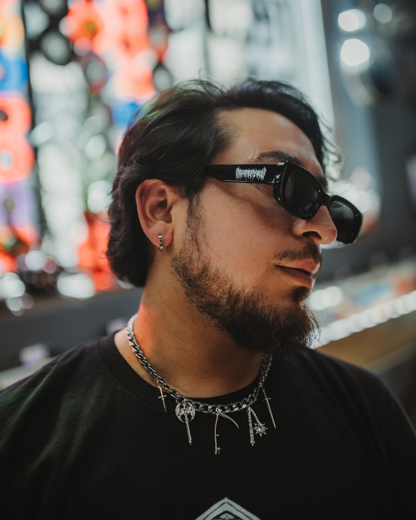 Black Metal black sunglasses styled with all black clothing, The Pretty Cult