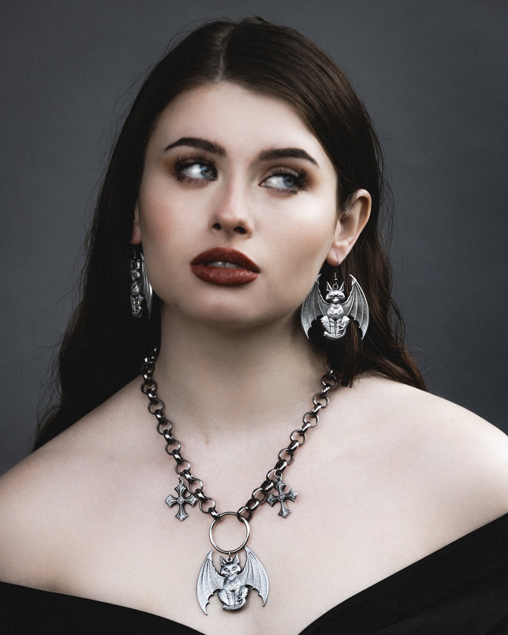 Lethal silver statement necklace on a thick steel chain