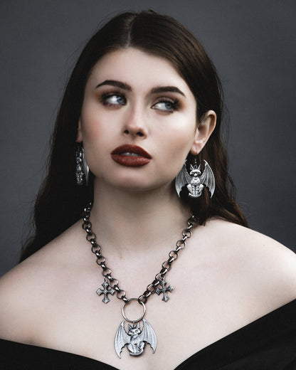 Lethal silver statement necklace on a thick steel chain