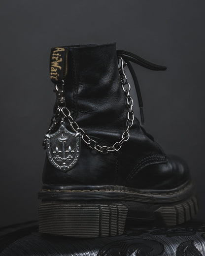 Le Fay silver shield boot charm chain by The Pretty Cult