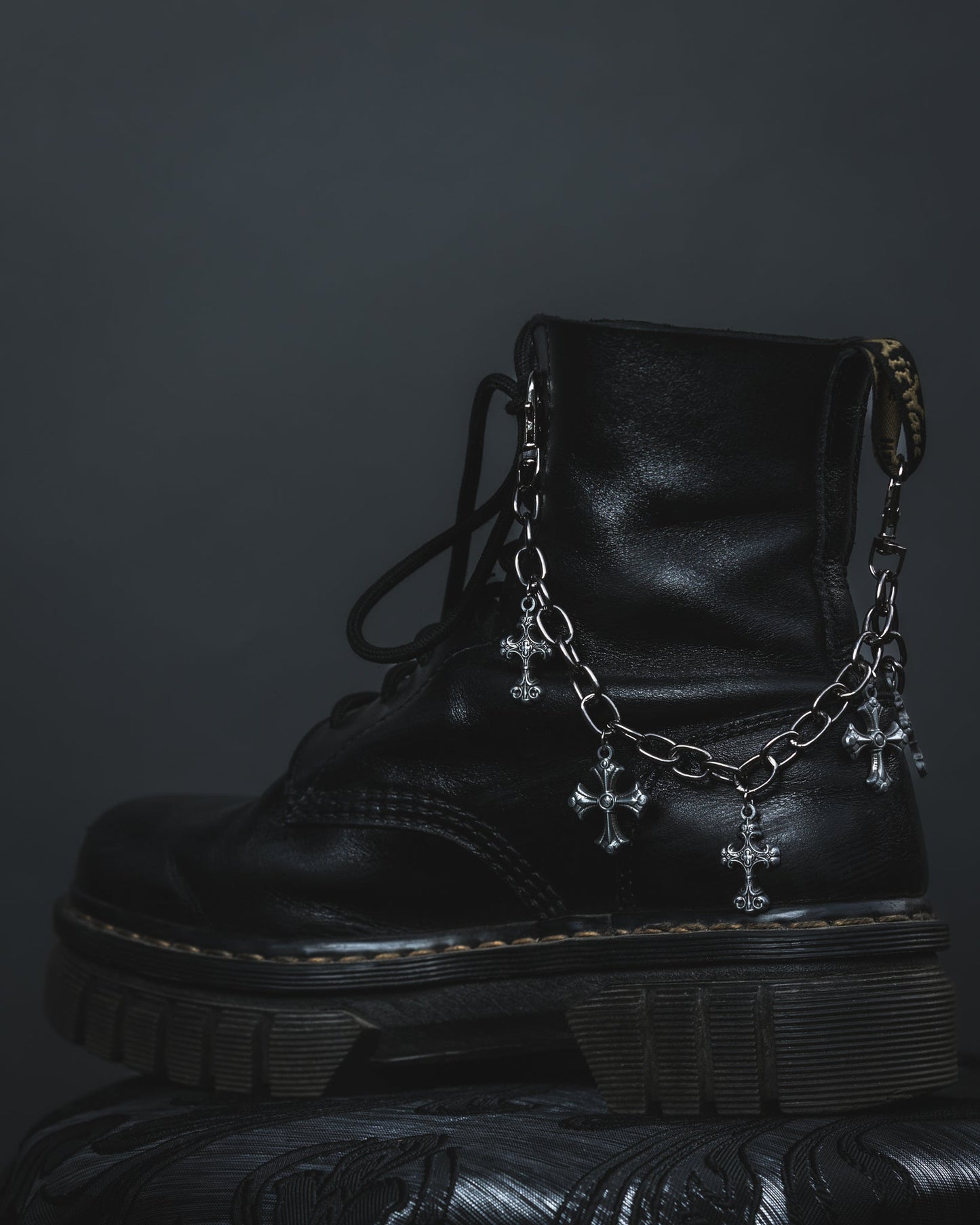 Silent Vow silver boot charm chain by The Pretty Cult