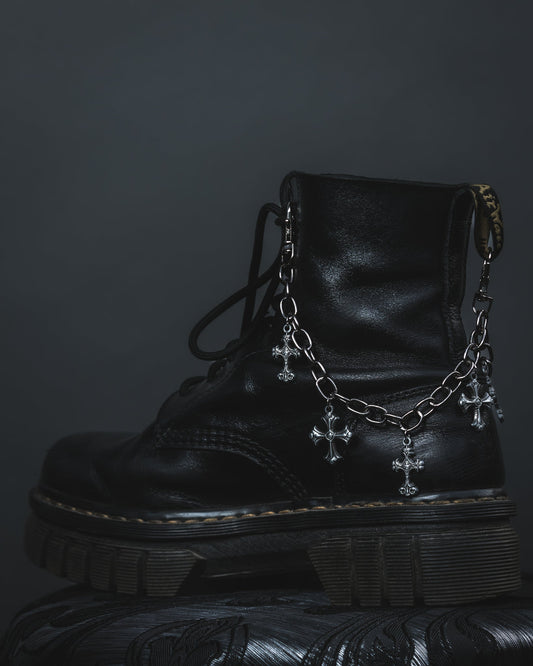 Silent Vow silver boot charm chain by The Pretty Cult