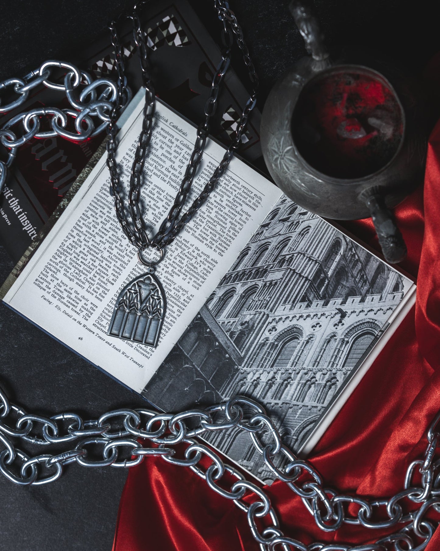 Dark Sacrament silver gothic window necklace detail