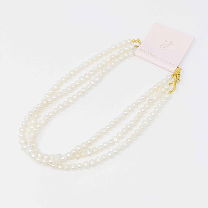 Three Strands Genuine Freshwater Pearl Necklace | Ellison and Young