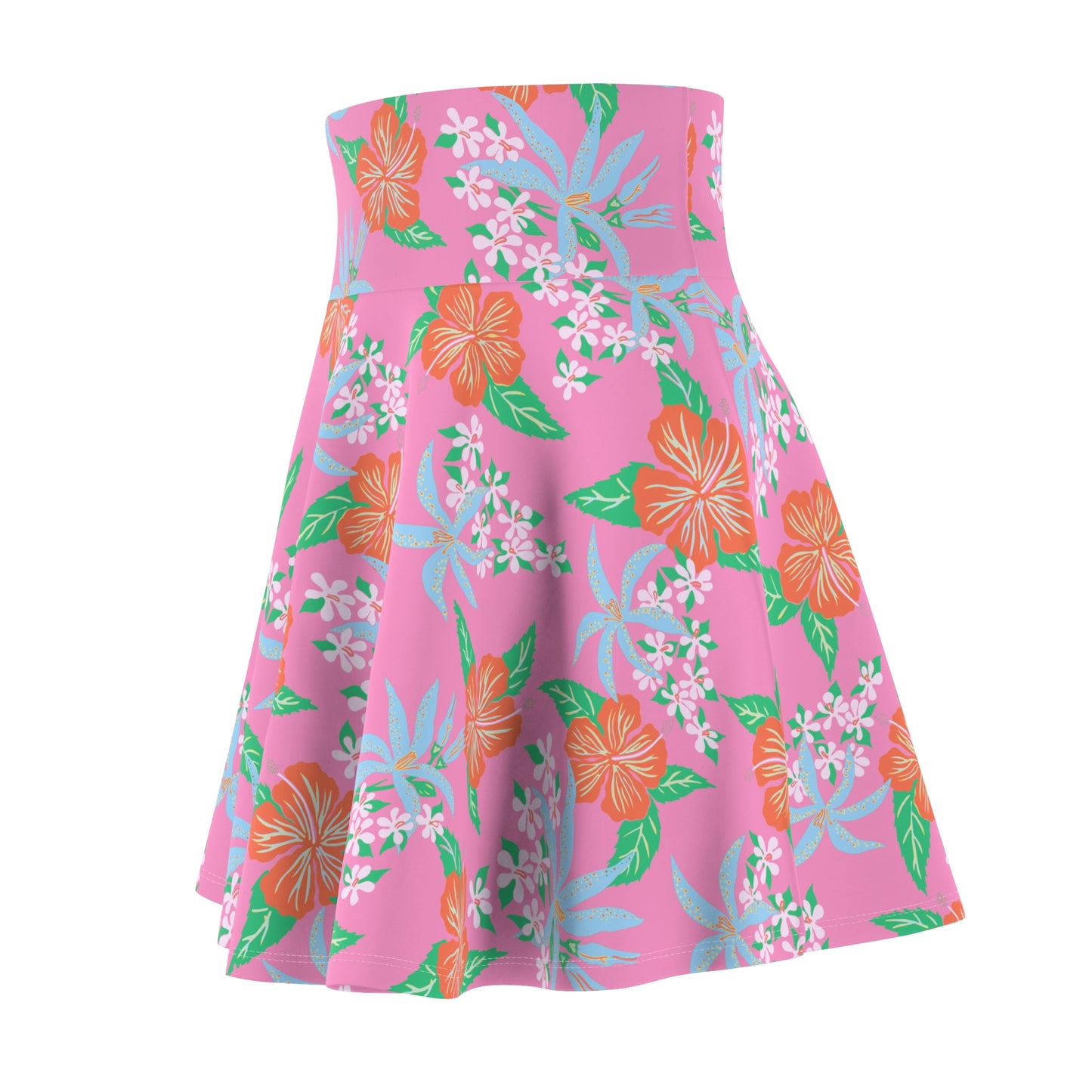 Louisa Pink Tropical Hibiscus Skater Skirt Swim Coverup