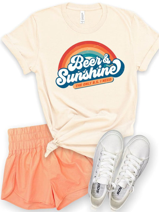 Beer and Sunshine  - Only BS I Need Softstyle Rainbow Graphic Tee