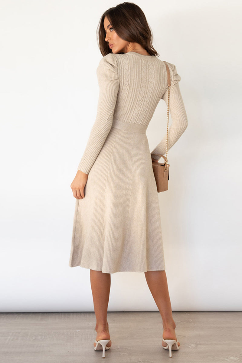 Daniela Round Neck Long Sleeve Tie Waist Sweater Dress | 5 Colors