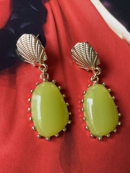 Venuto Renaissance Vintage Style Chartreuse Stone Drop Earrings | Sifides Jewelry