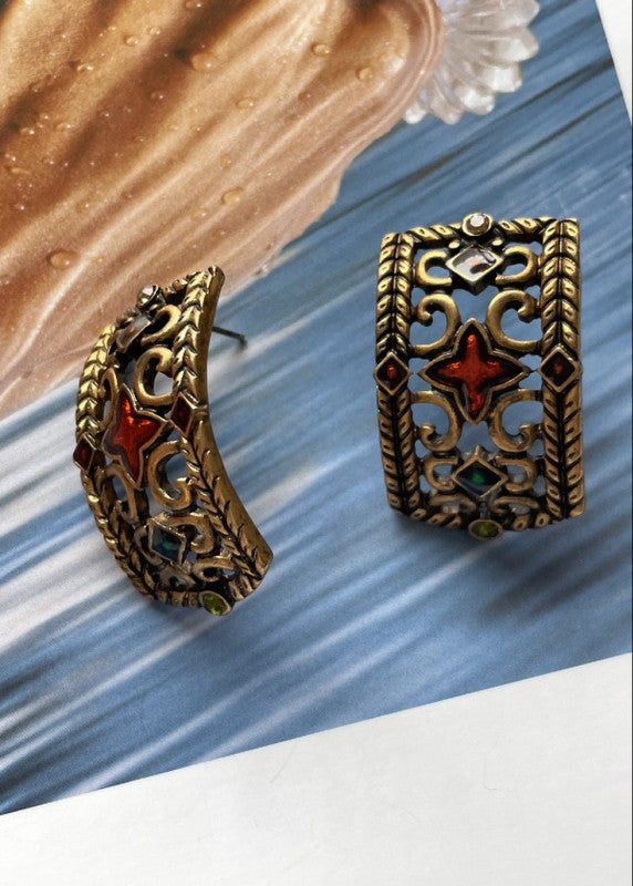 Old golf filigree medieval Vintage style retro fashion cuff earrings  | Sifides Jewelry