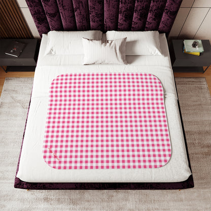 Ultra Fuzz Pink Gingham Sherpa Blanket — Reversible Two‑Tone Cozy Throw | Pinup Couture