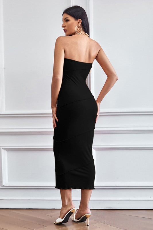 SEXY bodycon Wiggle Pencil Black Stretch PARTY DRESS | Claude