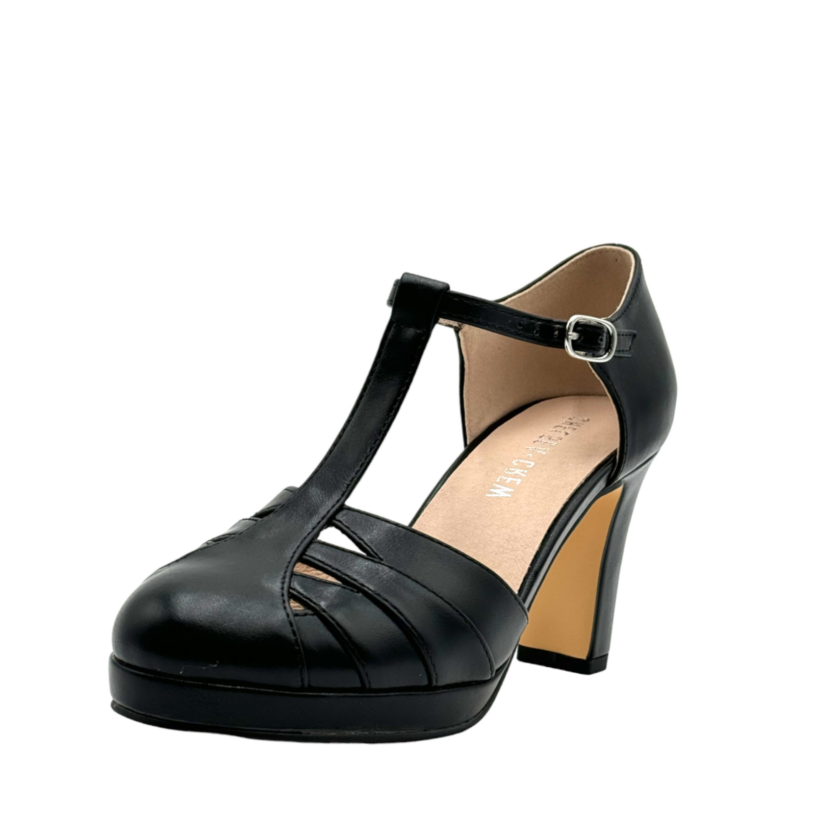 Francine T-Strap Heels in Gold, Black, White, or Silver