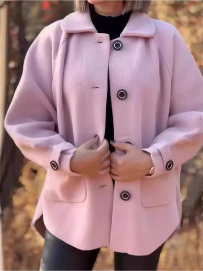 Matinee button-front raglan coat in pink by Pinup Girl Clothing