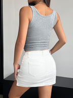 Quarter Button Square Neck Tank | Poundton