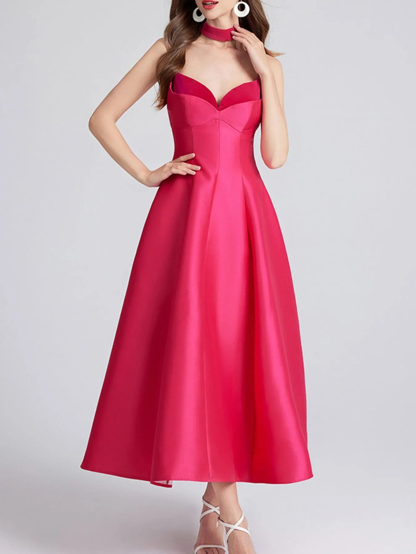 Villanelle Midi Dress with Collar | 2 Colors Rose Red / M Villanelle Midi Dress with Collar | 2 Colors Rose Red / M